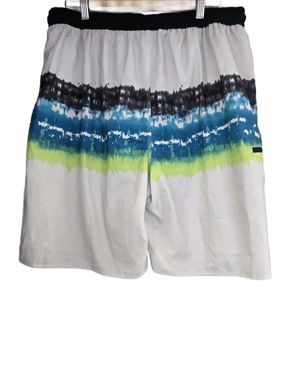 Burnside Men's XL Swim Trunks with Blue, Green, and Black Stripe Design